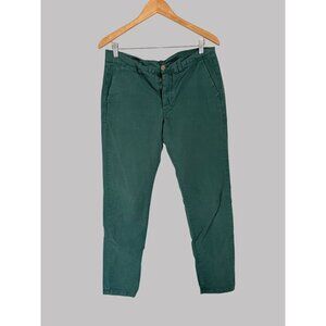 Balibaris Mens Cotton Chino Pants 33 Green Casual Trousers Button Closure